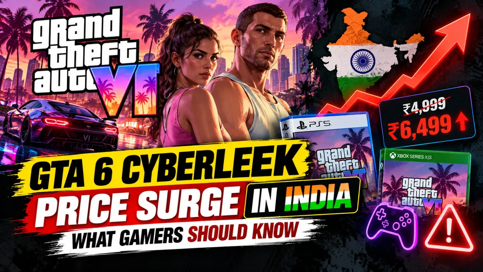 GTA 6 logo beside a crypto chart of CYBERLEEK token with Indian flag and price ₹165